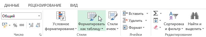 Таблицы в Microsoft Excel