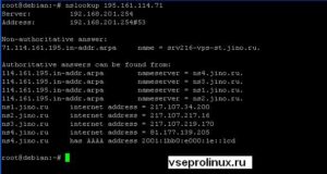 Обратное преобразование nslookup